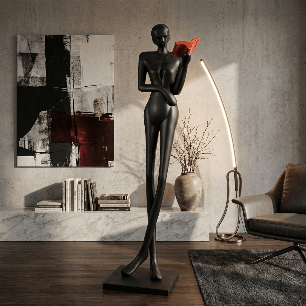 Noir Muse-skulptur för läsning