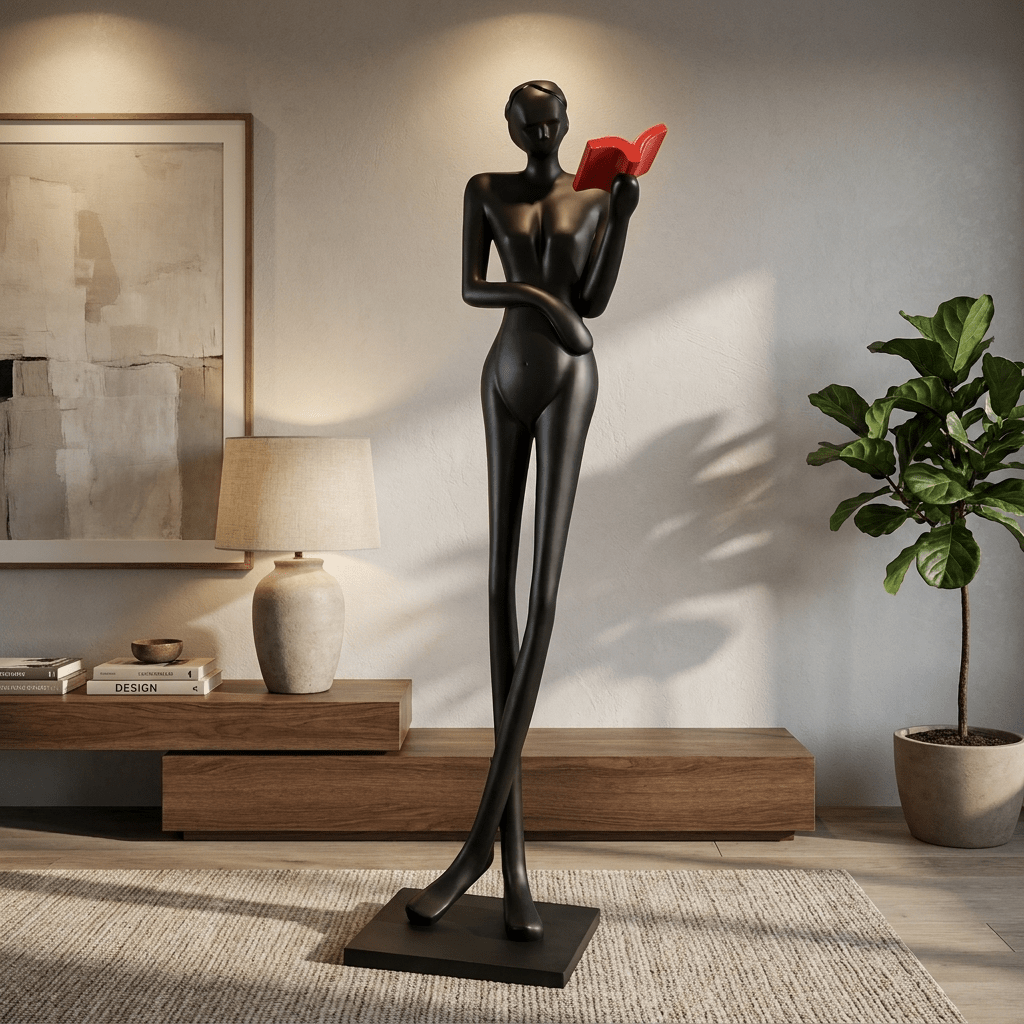 Noir Muse-skulptur för läsning