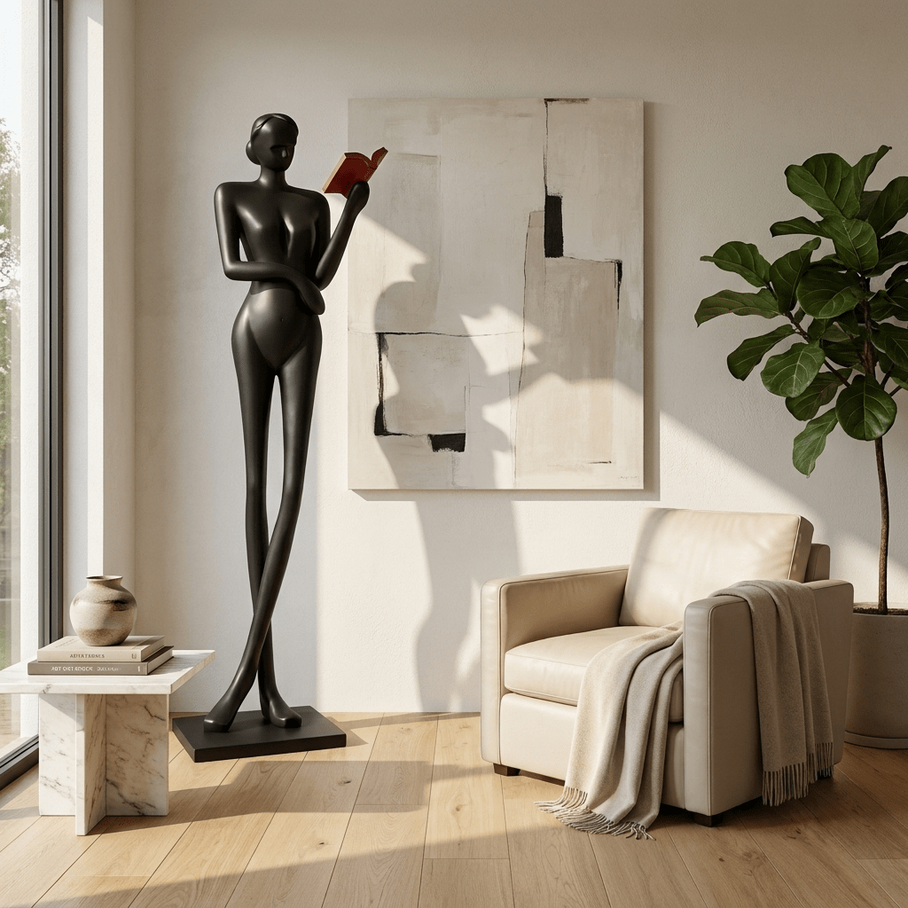 Noir Muse-skulptur för läsning