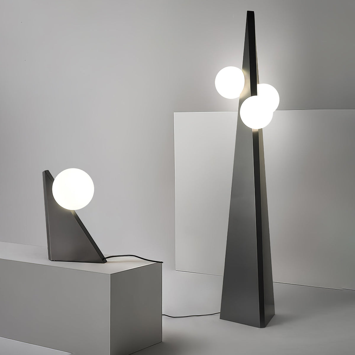 Nixie geometrisk bordlampe i glas