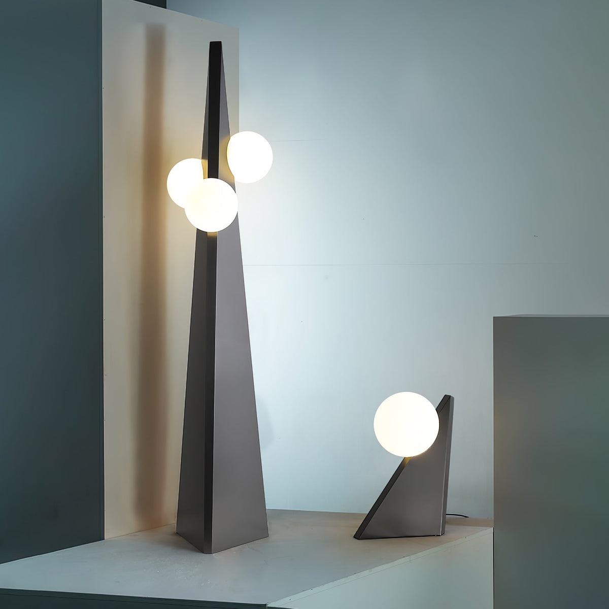 Nixie geometrisk bordlampe i glas