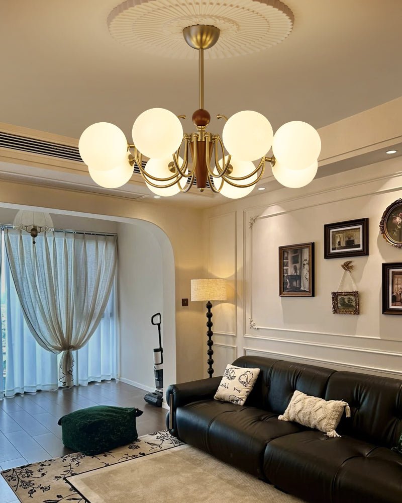 Candeeiro suspenso Orvynia Elegance Classic Grove em madeira e vidro