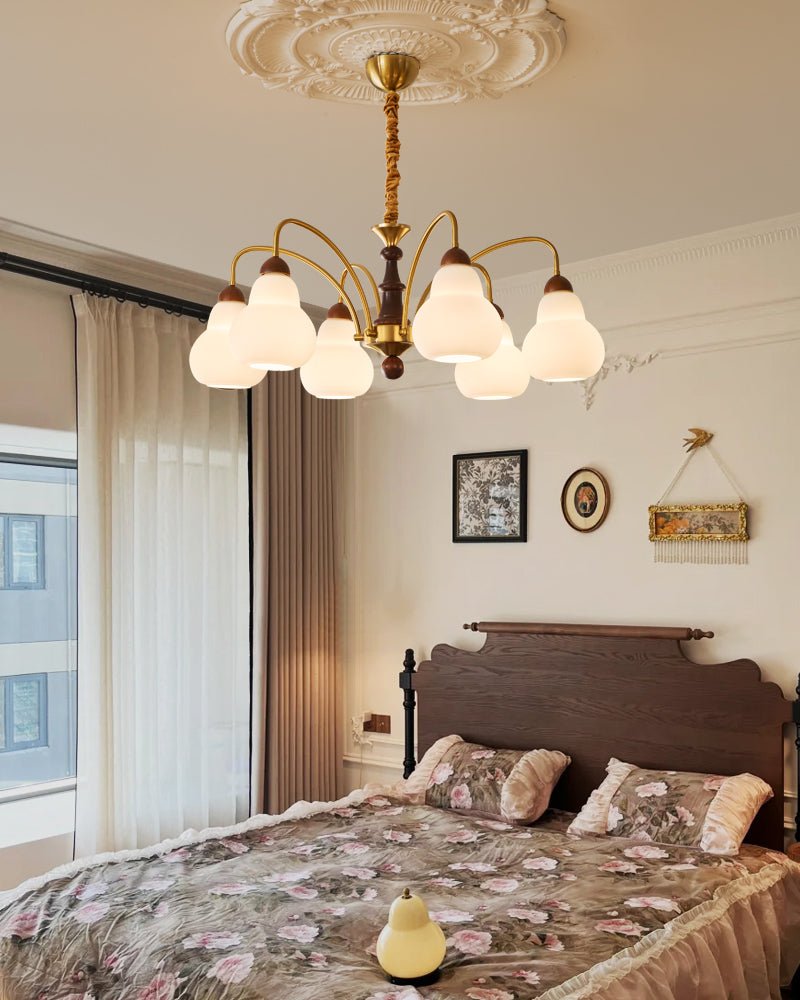 Novelle traditionel elegant vintagekrystallsekrone i træ