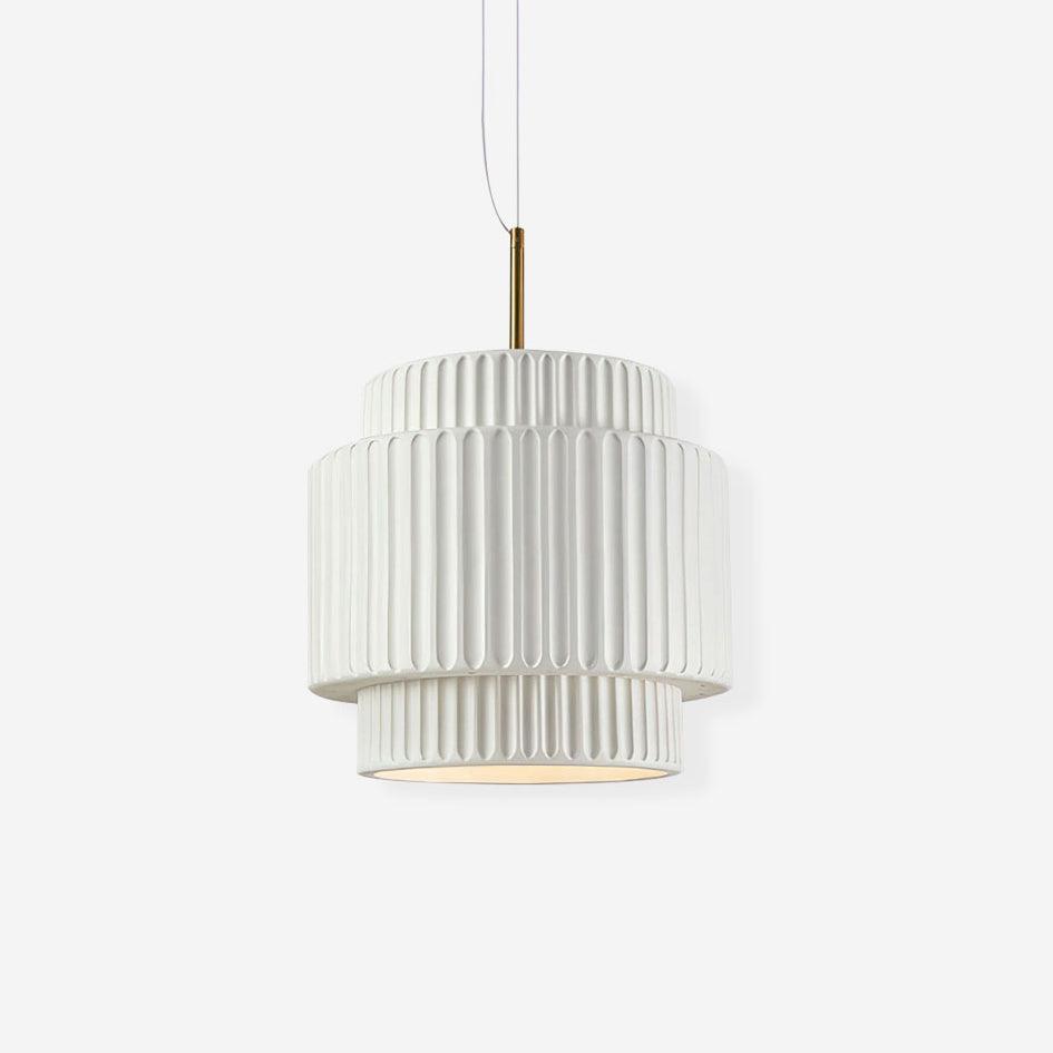 Terioriella pendel-lampe med ribbet skærm