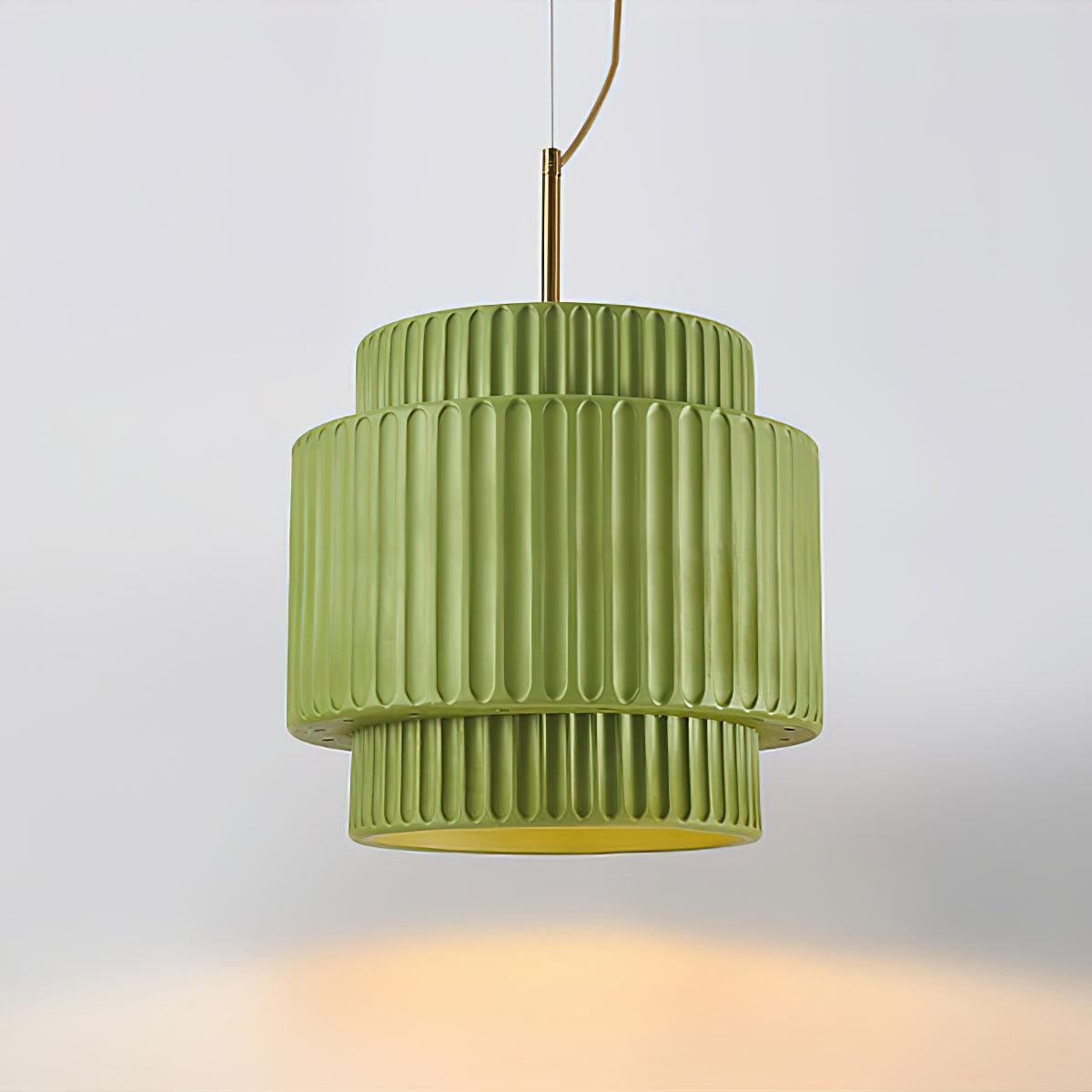 Terioriella pendel-lampe med ribbet skærm