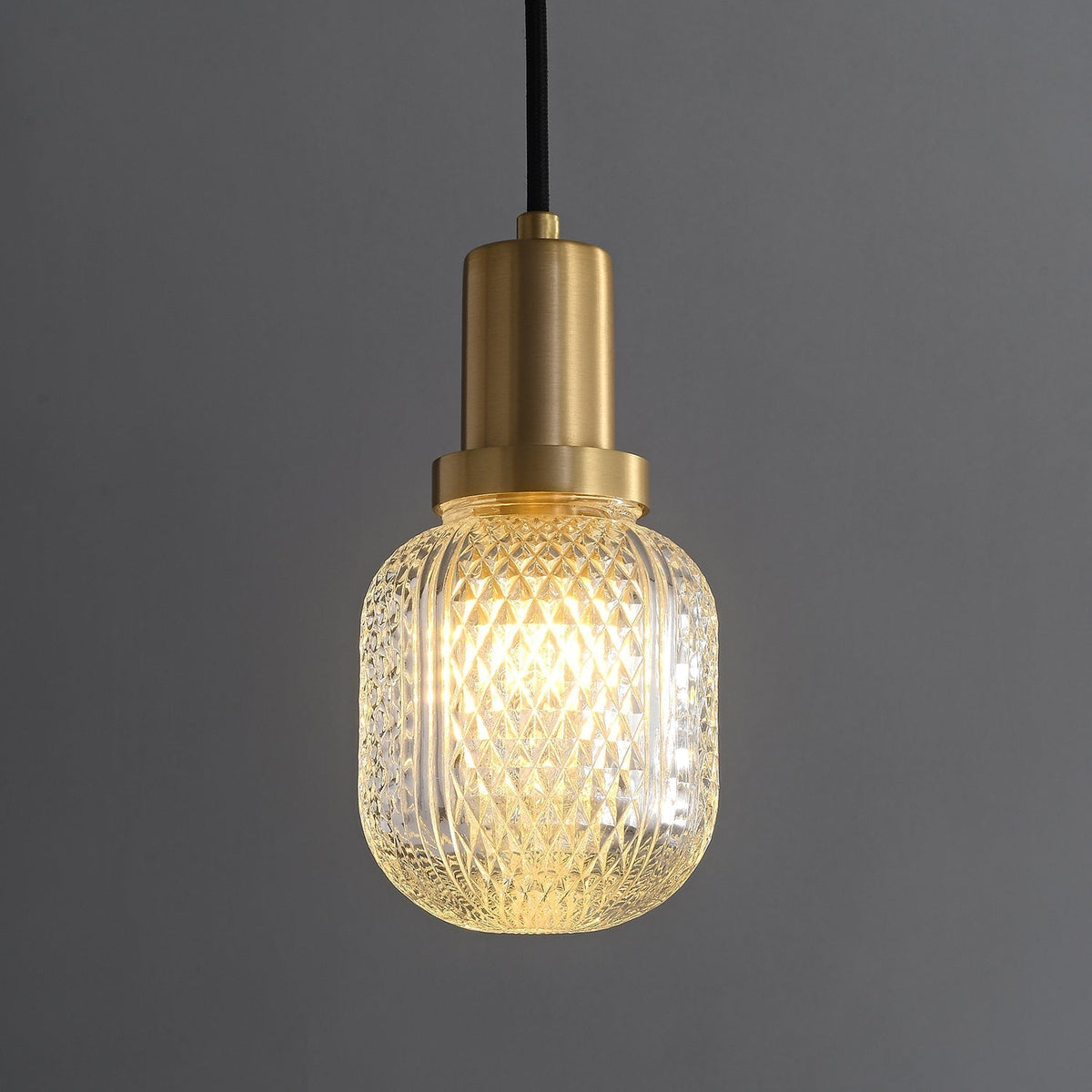 Cacarir Premium nordisk kunst-pendellampe i messing og glas