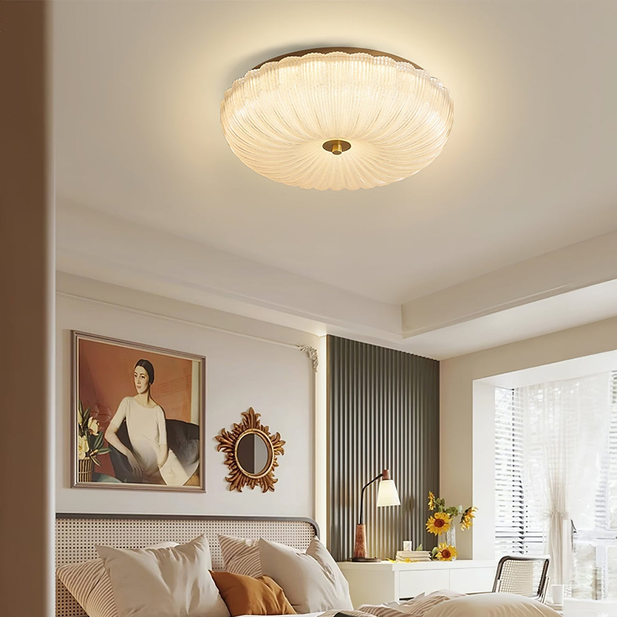 Halo loftslampe med bølget glas