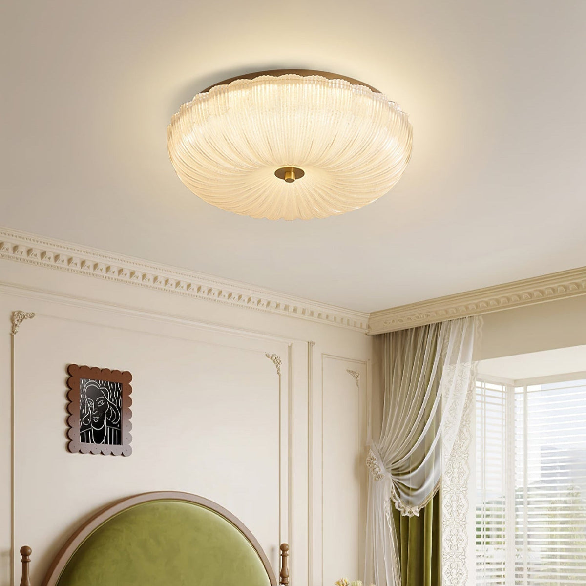 Halo loftslampe med bølget glas