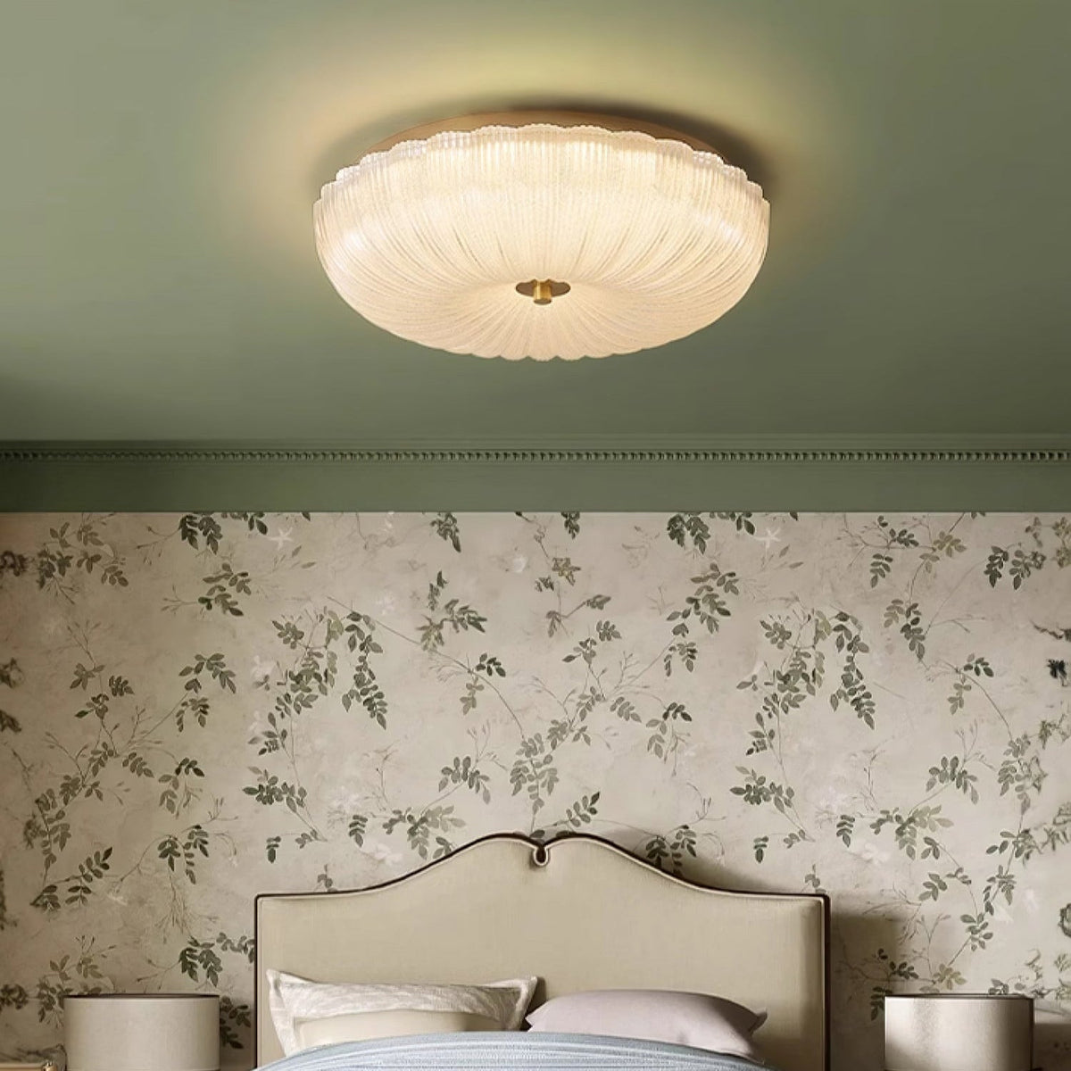 Halo loftslampe med bølget glas