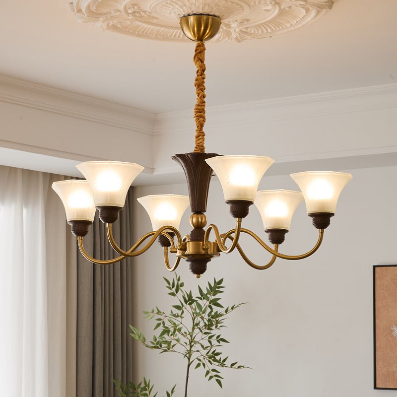 Ciphaen elegant traditionel vintage lysekrone i træ og glas