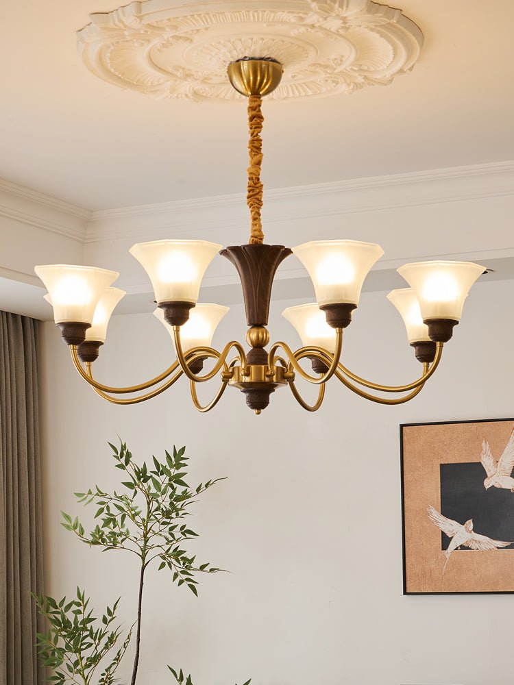 Ciphaen elegant traditionel vintage lysekrone i træ og glas