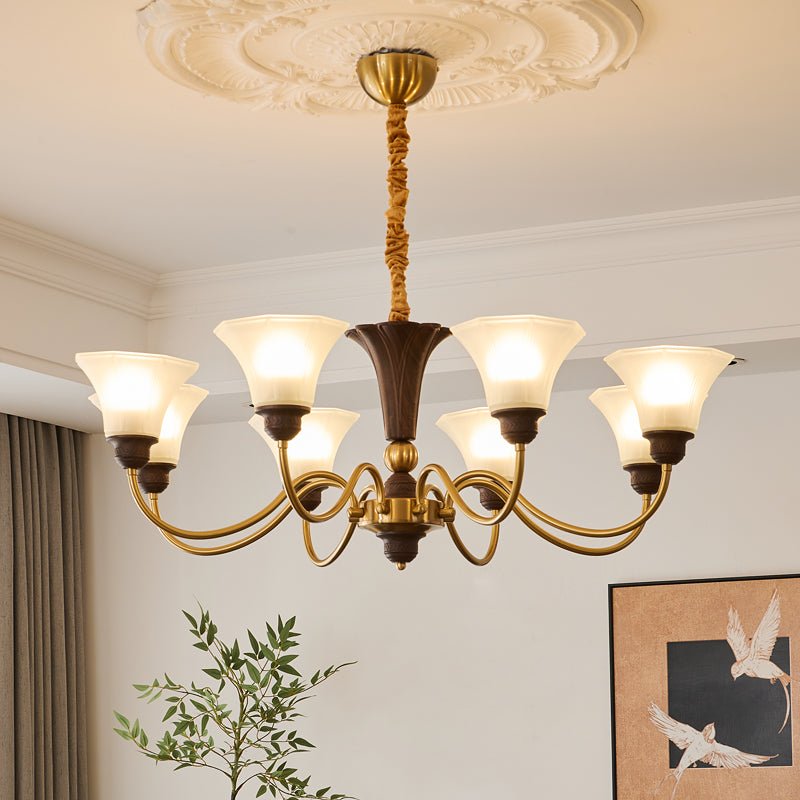 Ciphaen elegant traditionel vintage lysekrone i træ og glas
