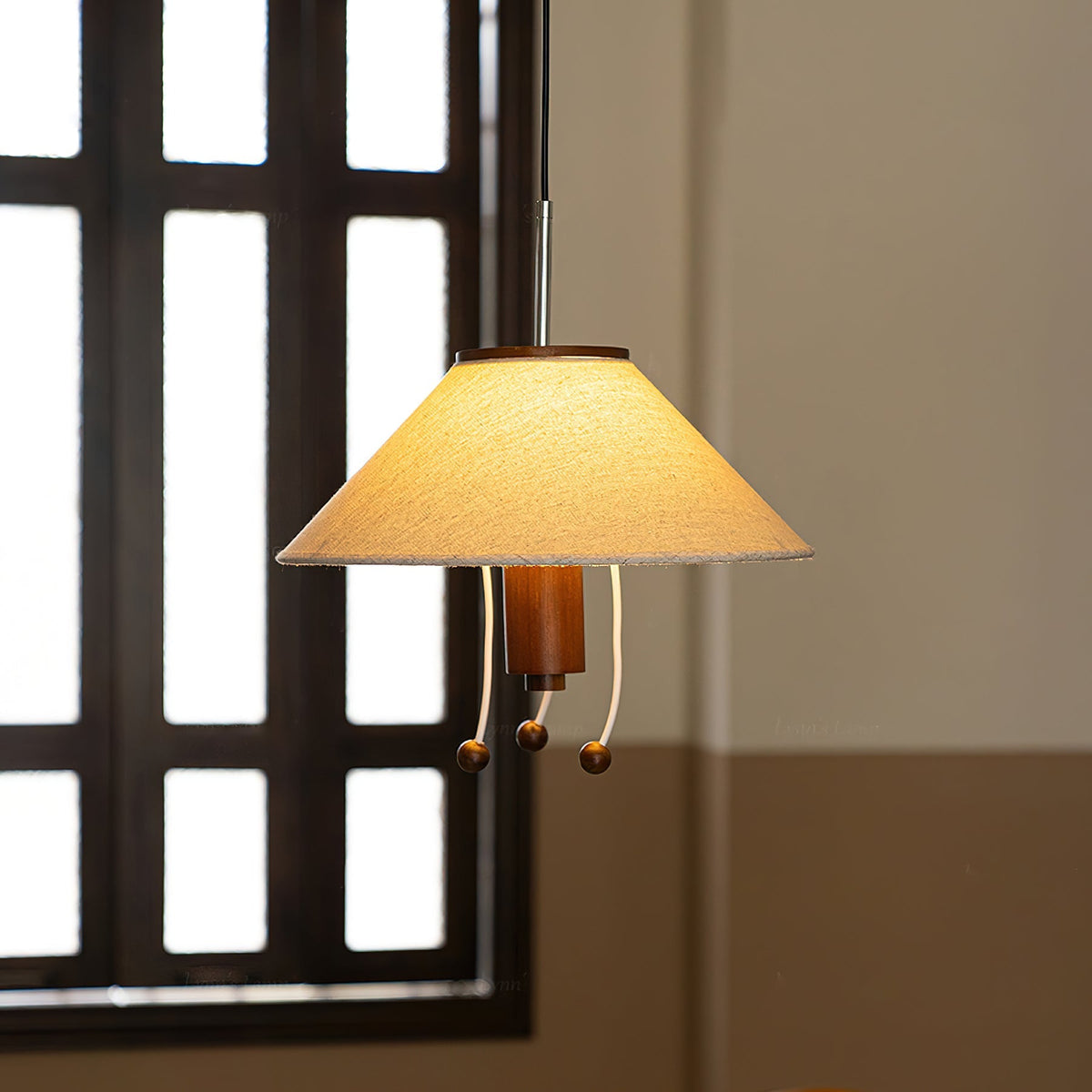 Candeeiro suspenso Zathee Nordic Art Classic em madeira e tecido