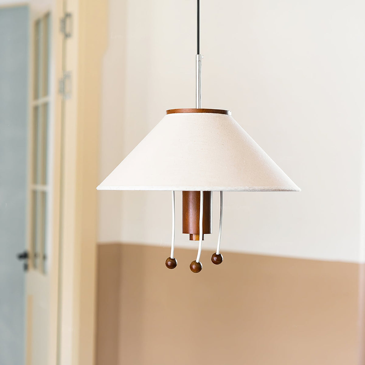 Candeeiro suspenso Zathee Nordic Art Classic em madeira e tecido