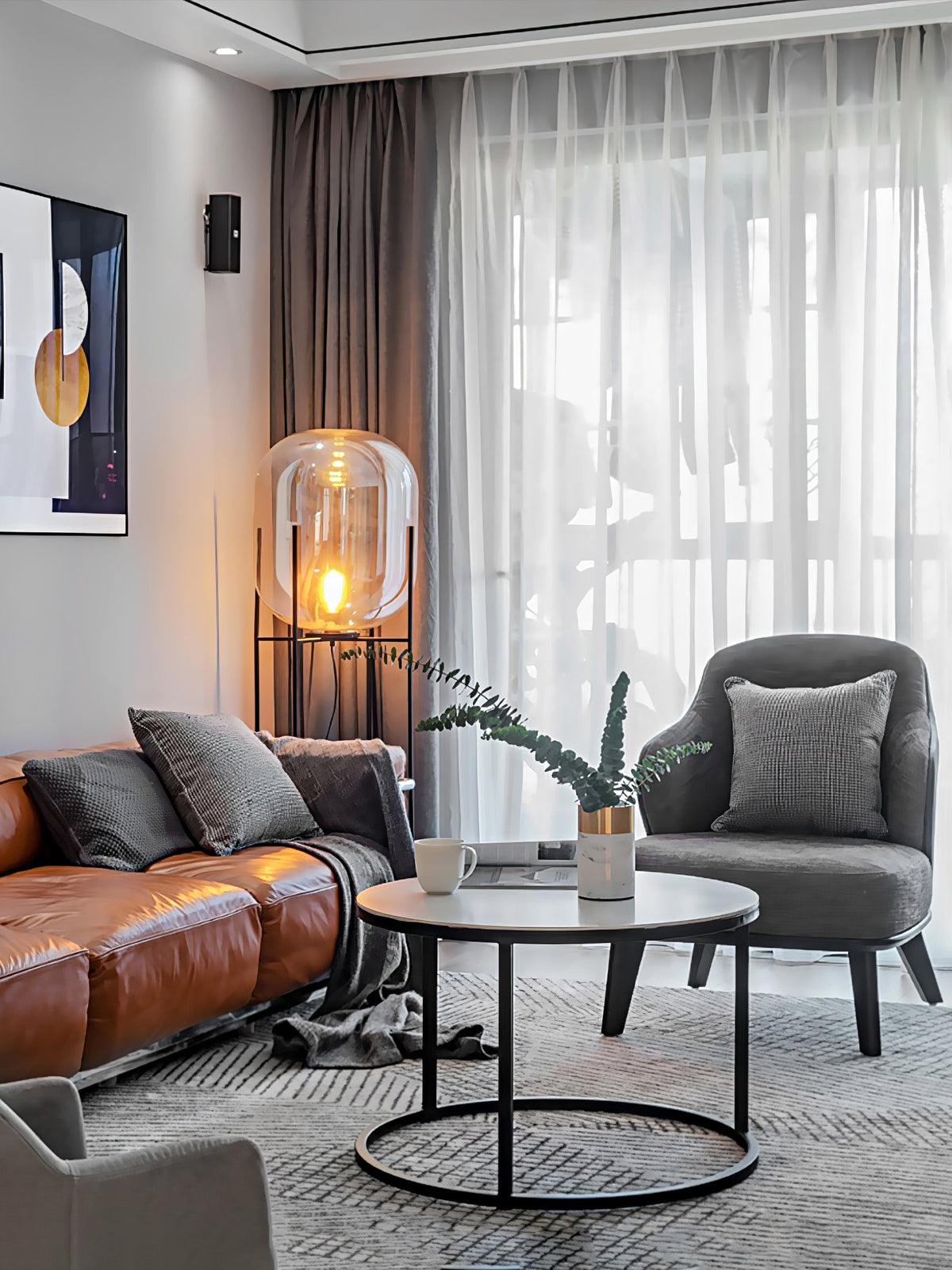 Liorivelia industriel gulvlampe i glas
