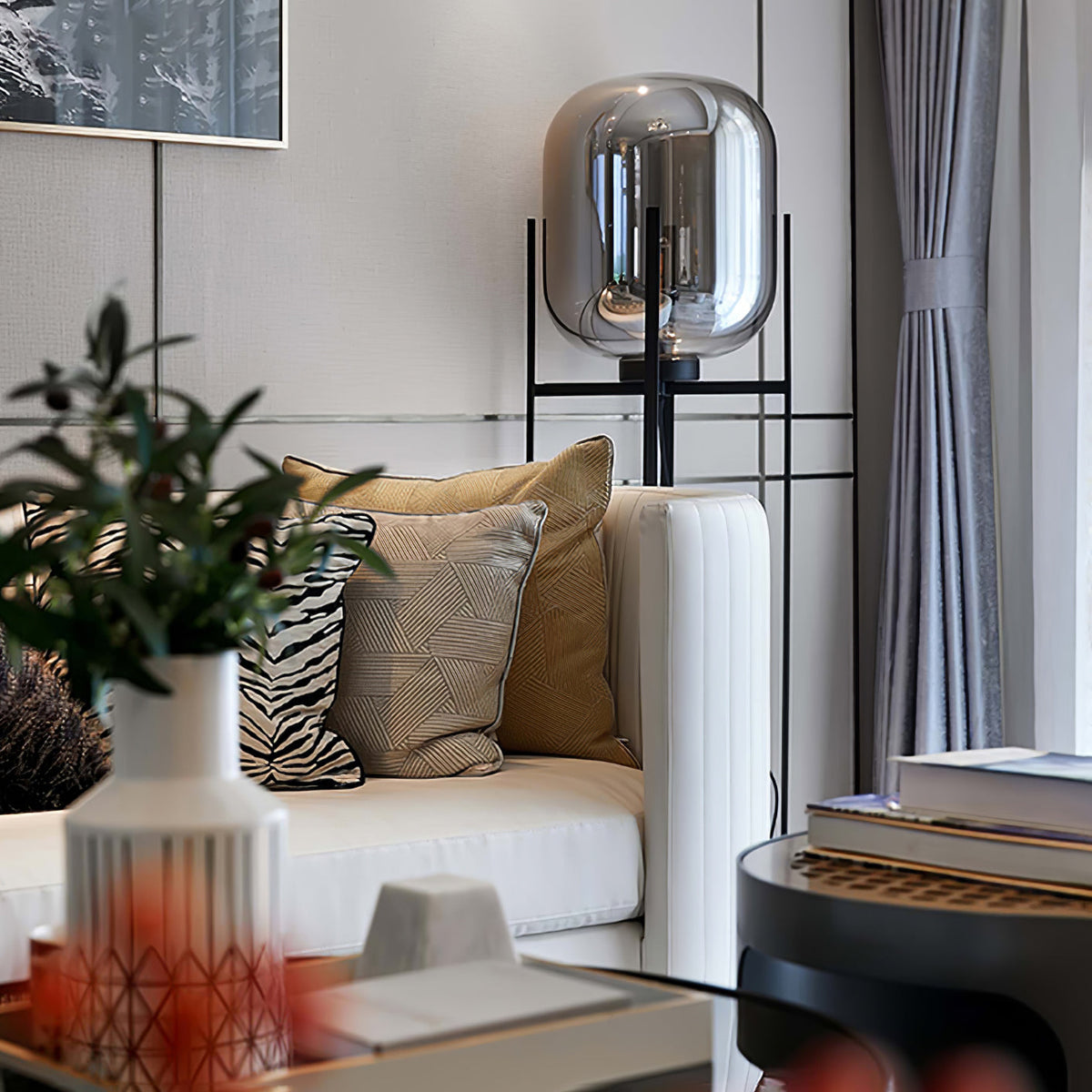 Liorivelia industriel gulvlampe i glas