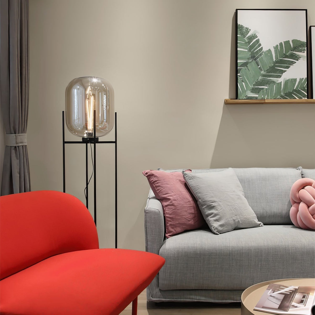 Liorivelia industriel gulvlampe i glas