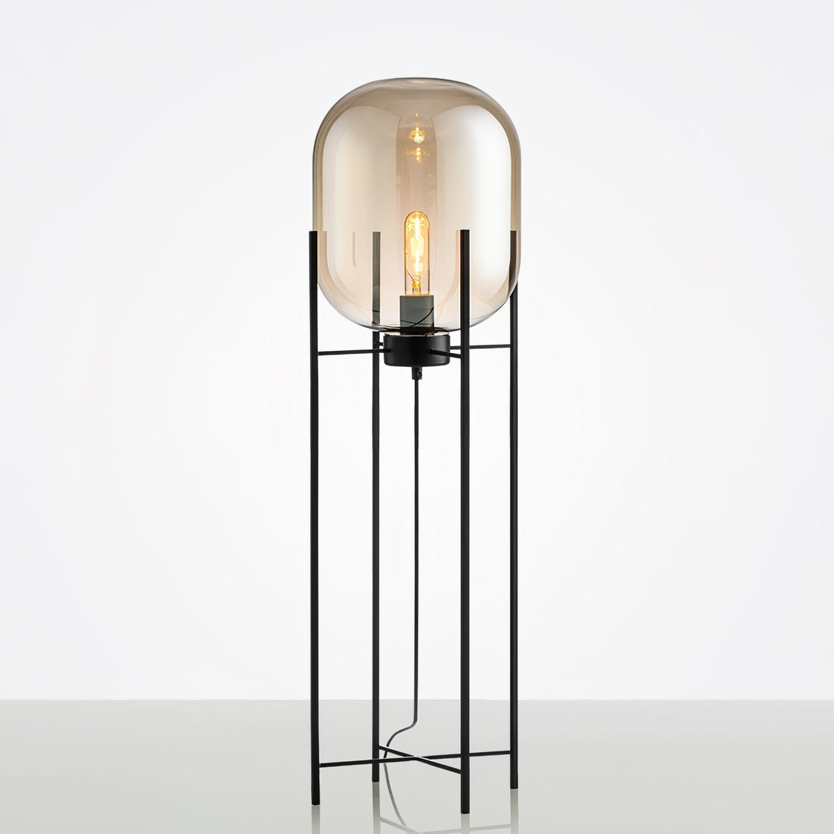 Liorivelia industriel gulvlampe i glas