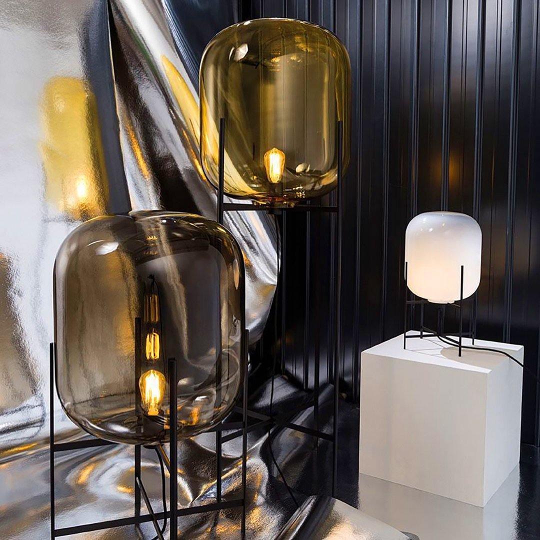 Liorivelia industriel gulvlampe i glas