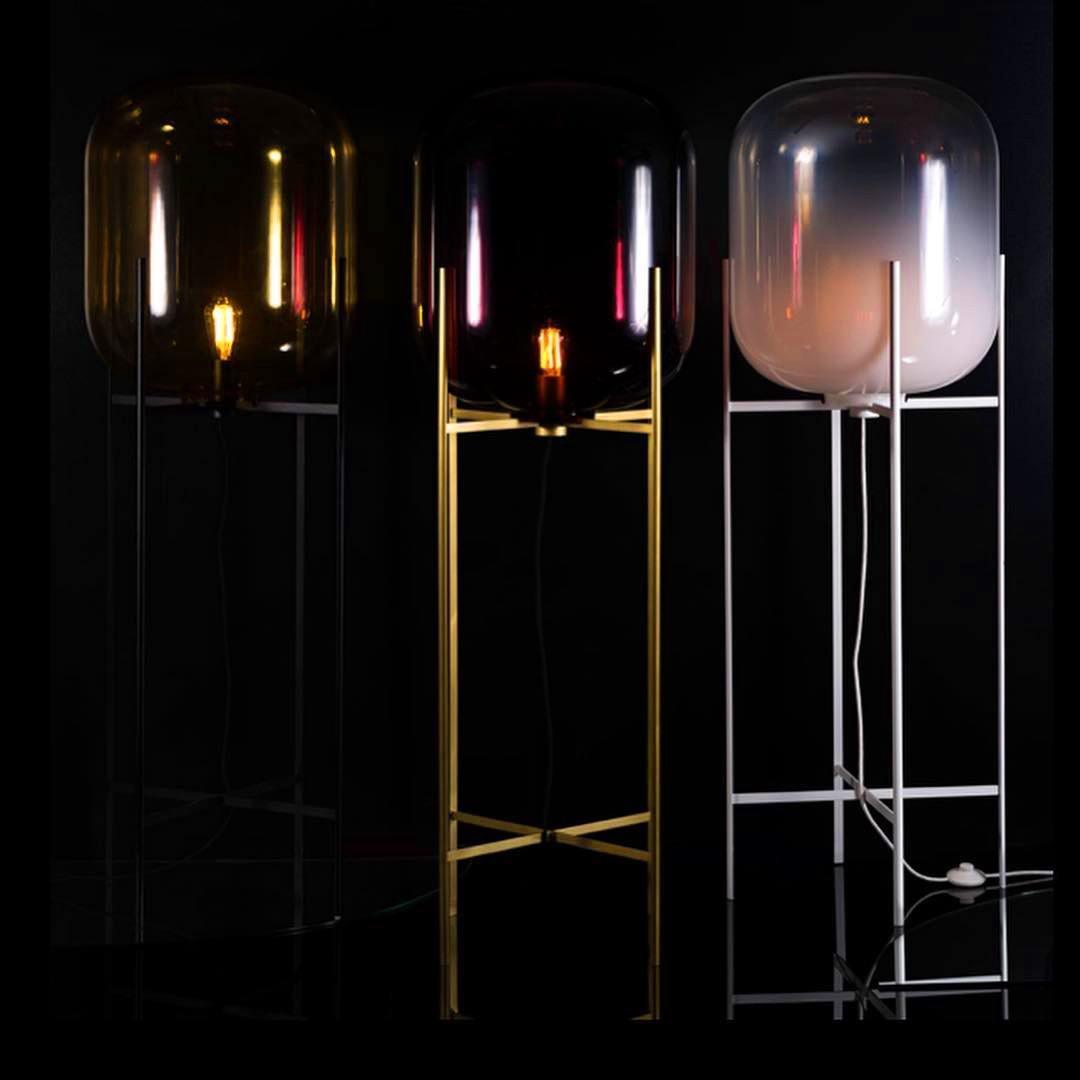 Liorivelia industriel gulvlampe i glas