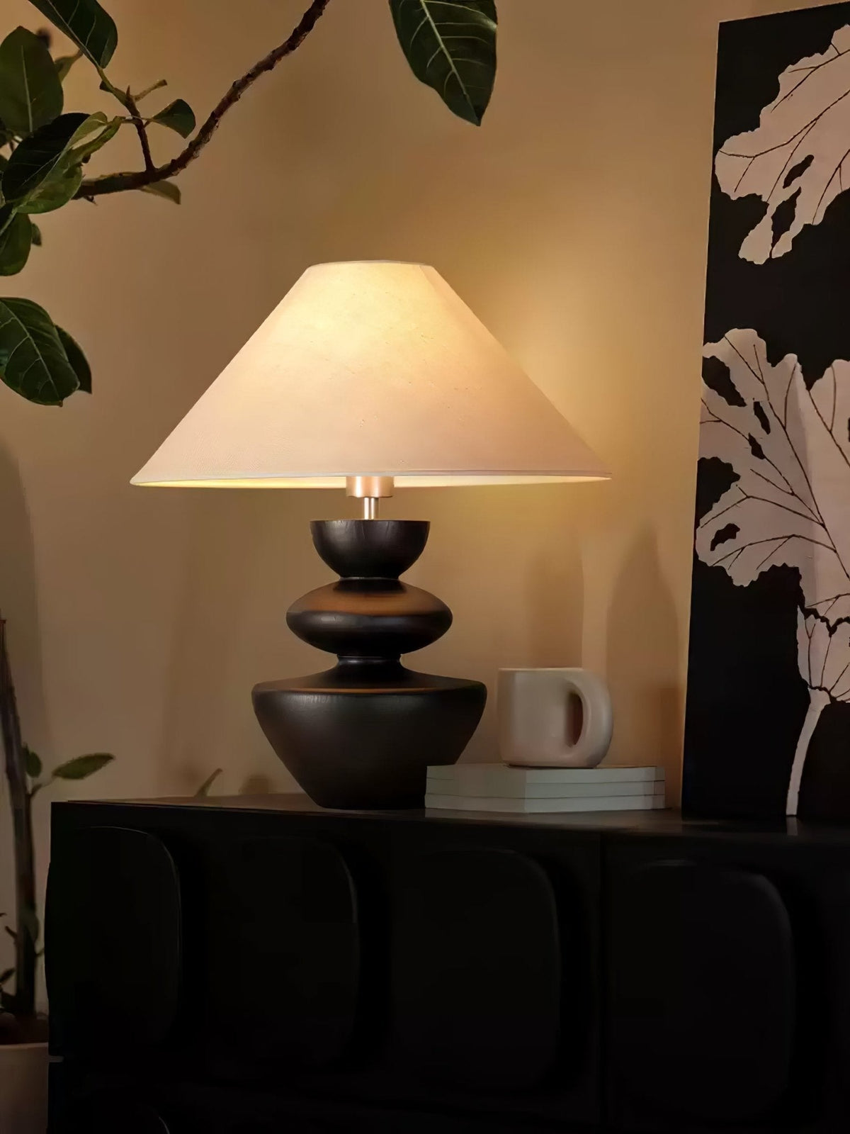 Joanne vintage-bordlampe i træ