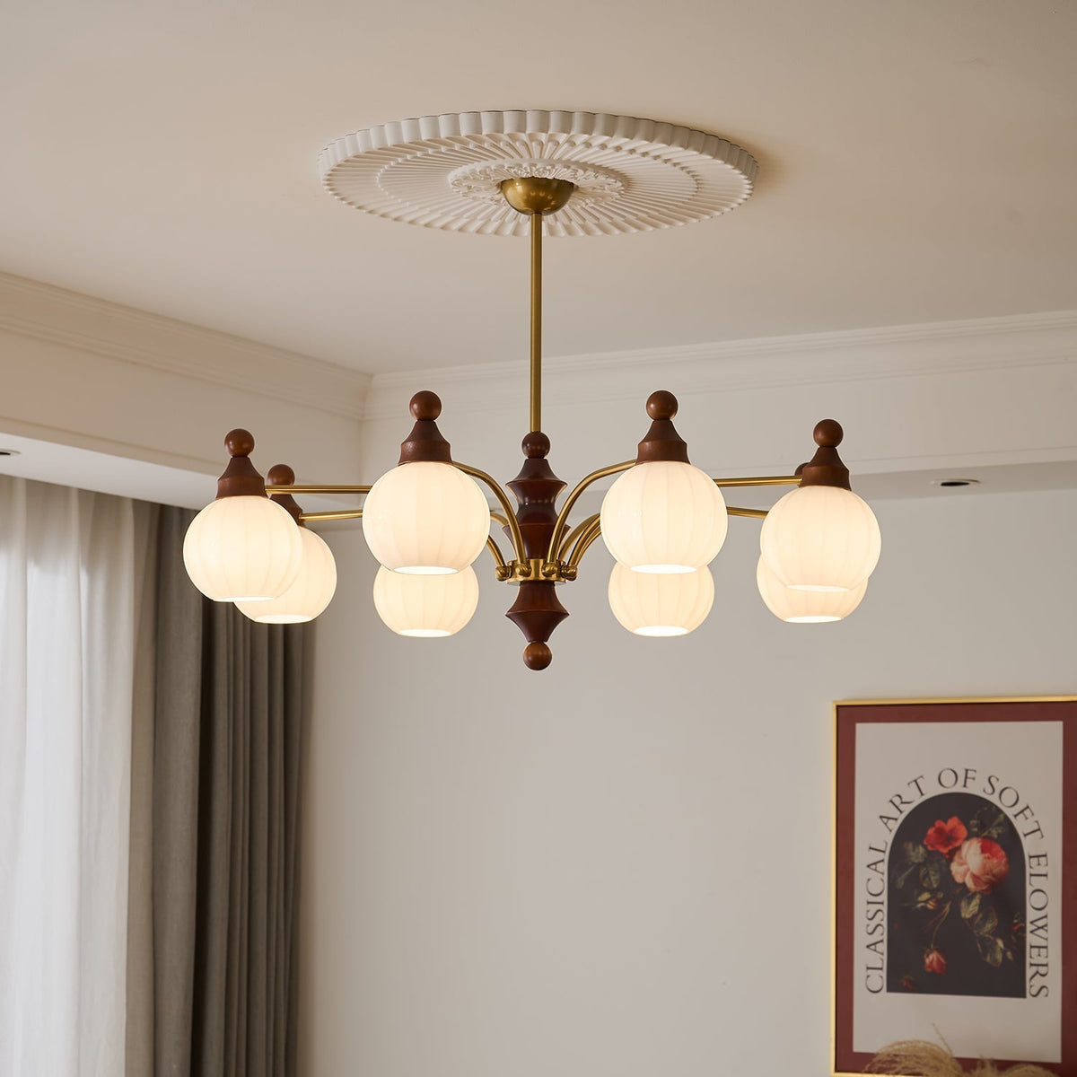 Candeeiro de teto Jago Blossom com abajures de vidro