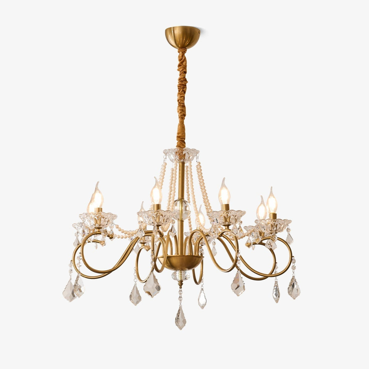 Candelabro Velaeyra pós-moderno de luxo em cristal com pérolas