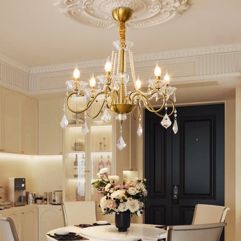 Candelabro Velaeyra pós-moderno de luxo em cristal com pérolas