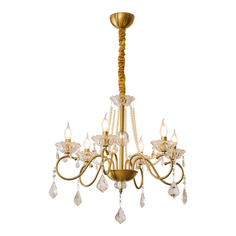 Candelabro Velaeyra pós-moderno de luxo em cristal com pérolas