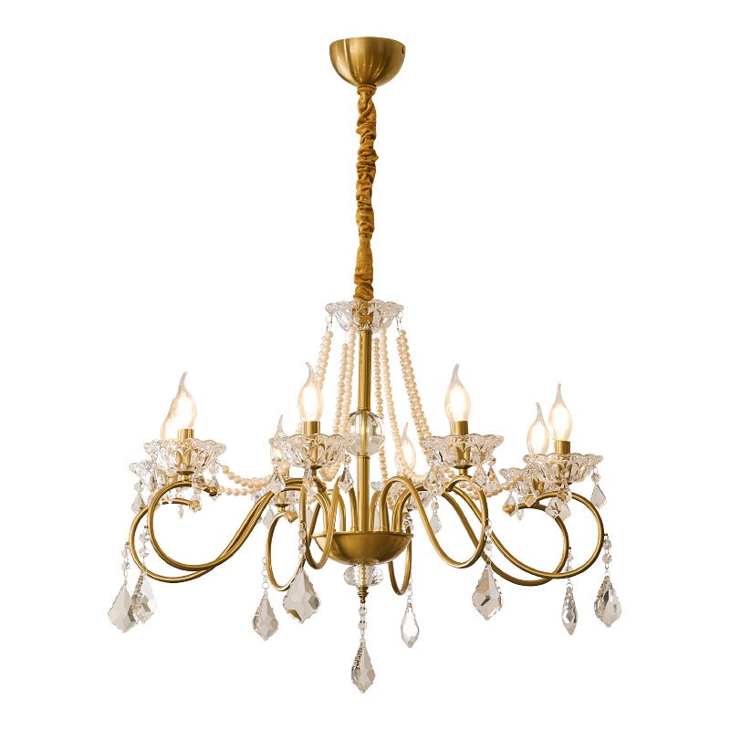 Candelabro Velaeyra pós-moderno de luxo em cristal com pérolas