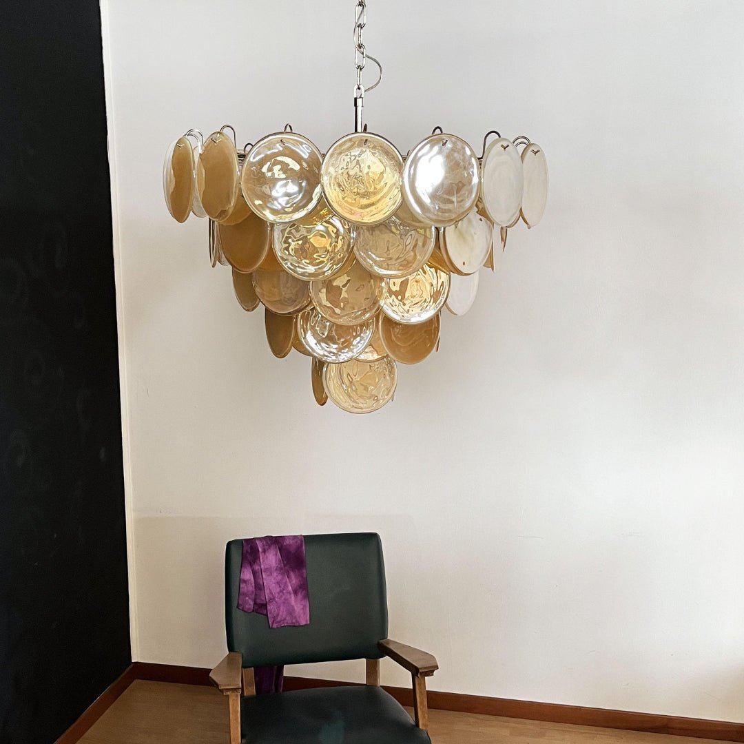 Celisira lysekrone med skive af Murano-glas i klassisk stil