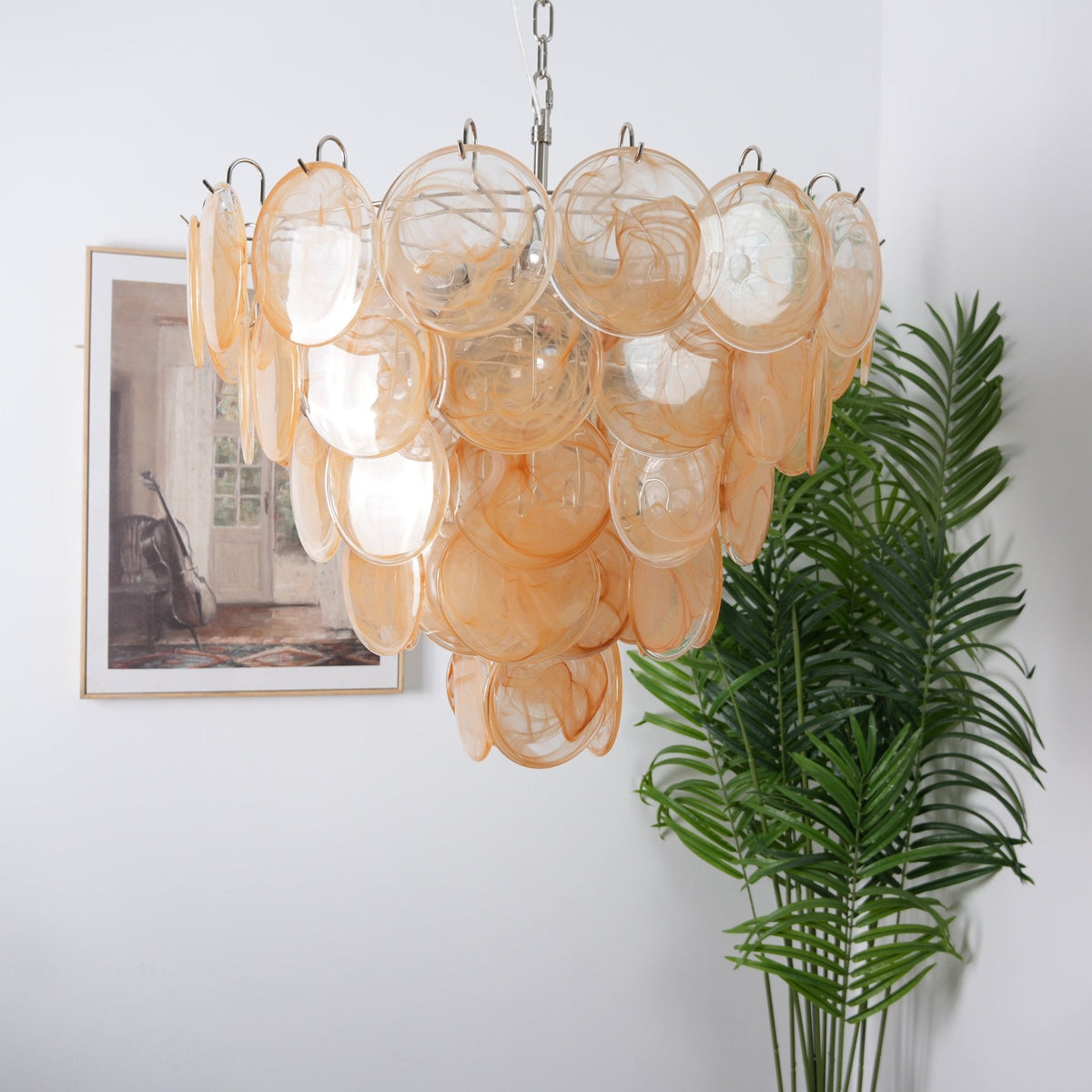 Celisira lysekrone med skive af Murano-glas i klassisk stil