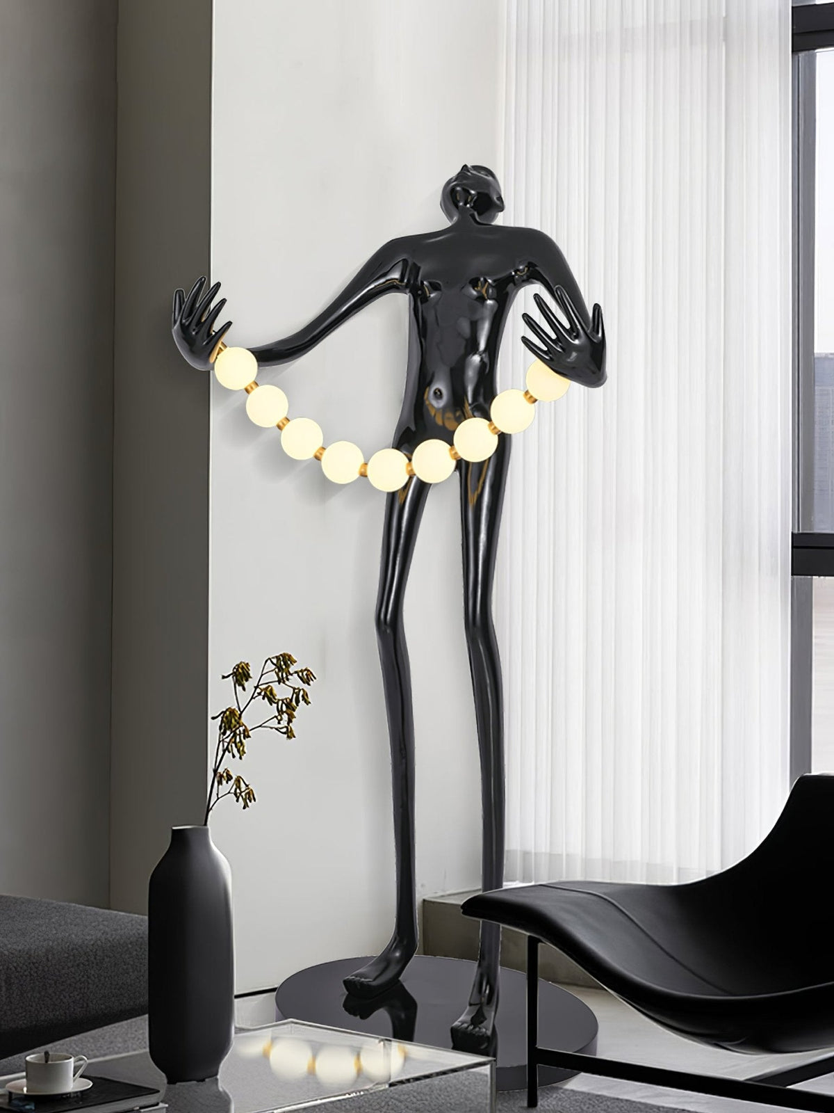Orbit skulpturel gulvlampe med perler