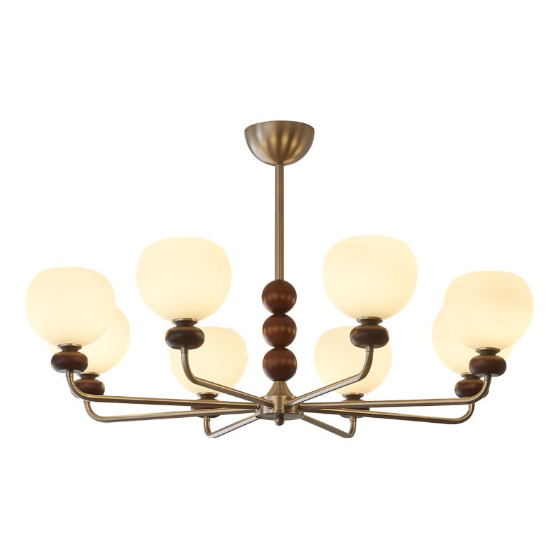 Vilorira Traditional Classic Orb Walnut Wood Glass -kattokruunu