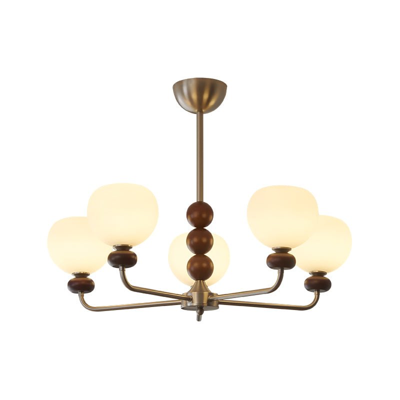 Vilorira Traditional Classic Orb Walnut Wood Glass -kattokruunu