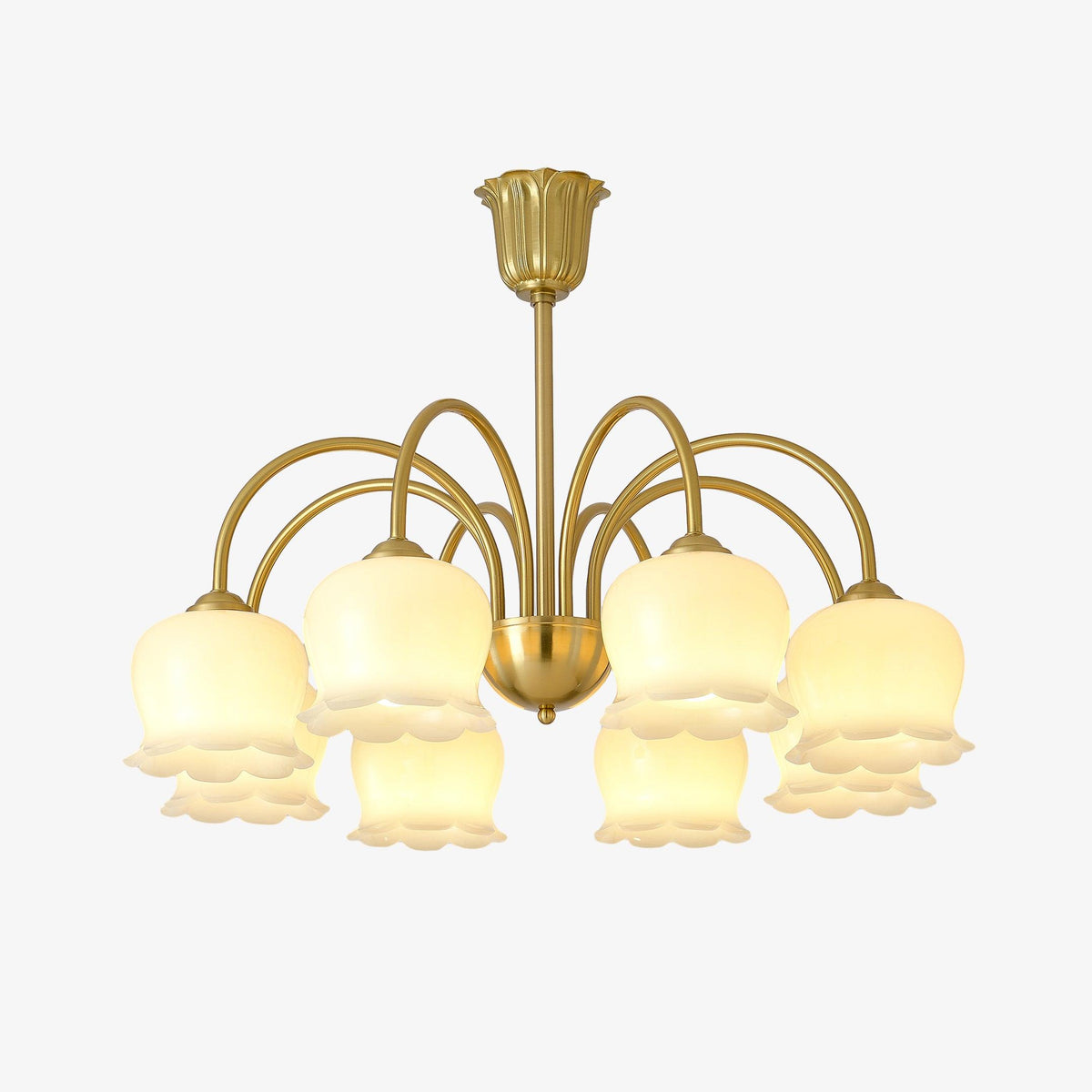 Candeeiro Solenora em latão, elegante, com braços curvos