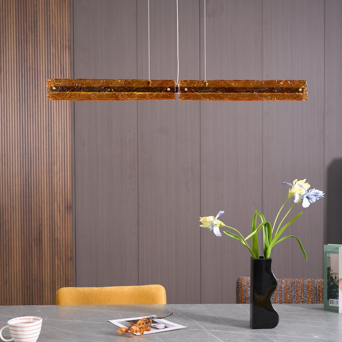 Avnorira modern minimalistisk linjär pendellampa i glas för köksö