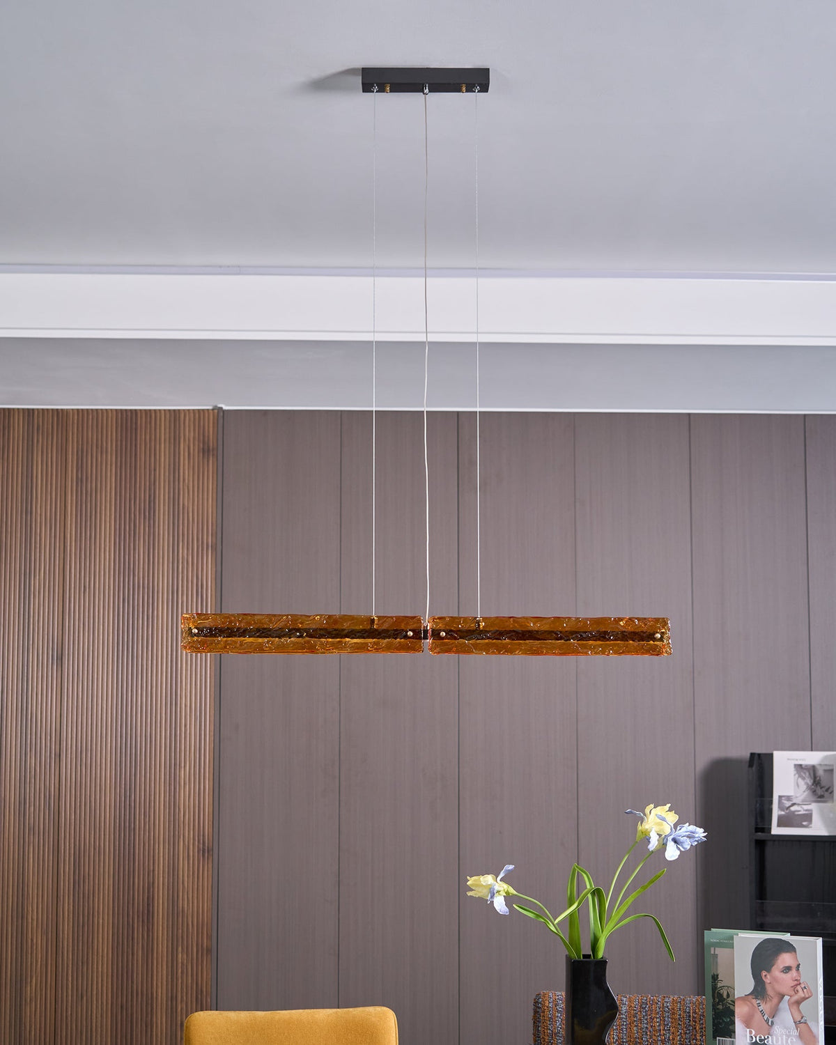 Avnorira modern minimalistisk linjär pendellampa i glas för köksö