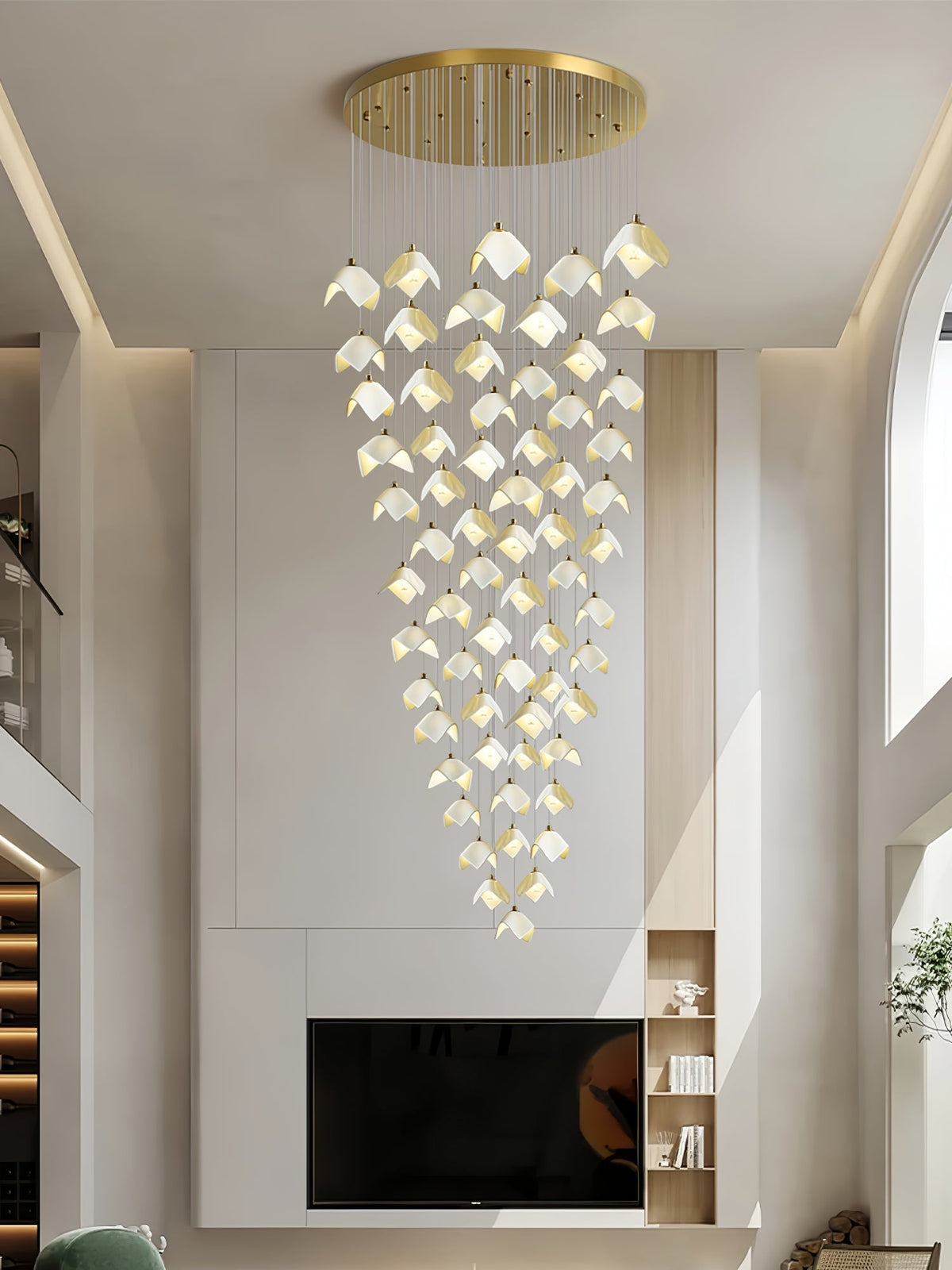 Cithayra geometrisk lysekrone i glas og messing