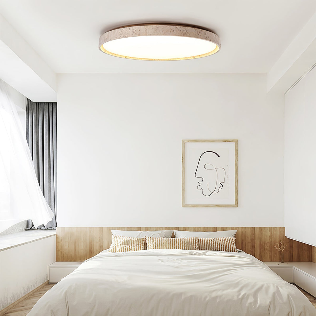 Kathy-rund loftlampe i travertin