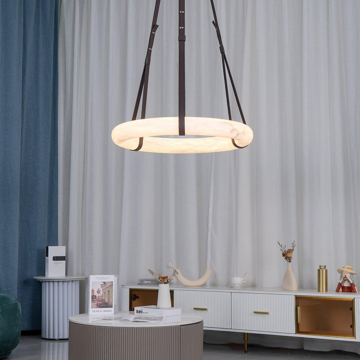 Lixor Alabaster Chandeliers Ring Leather Strap Version A