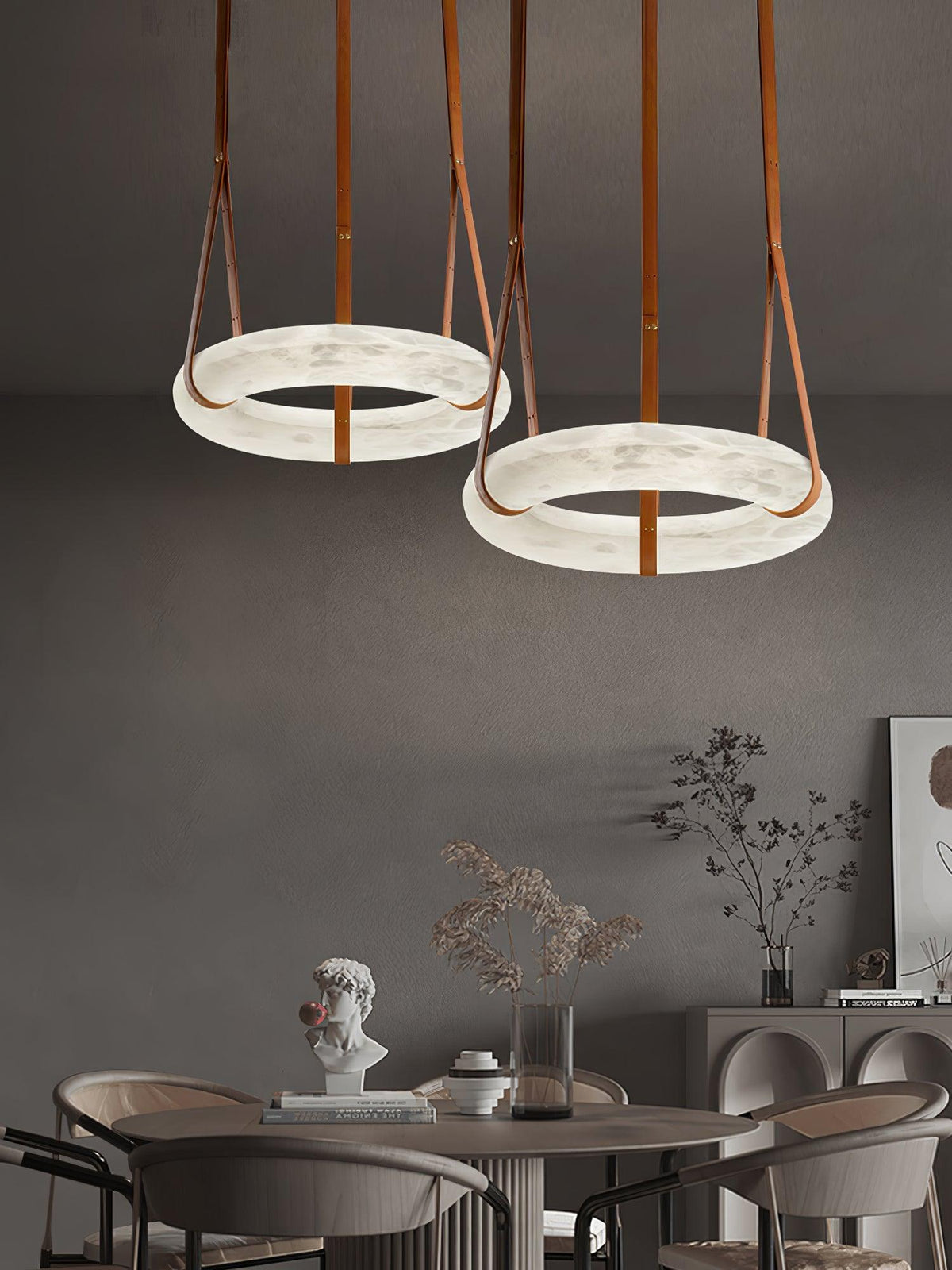 Lixor Alabaster Chandeliers Ring Leather Strap Version A