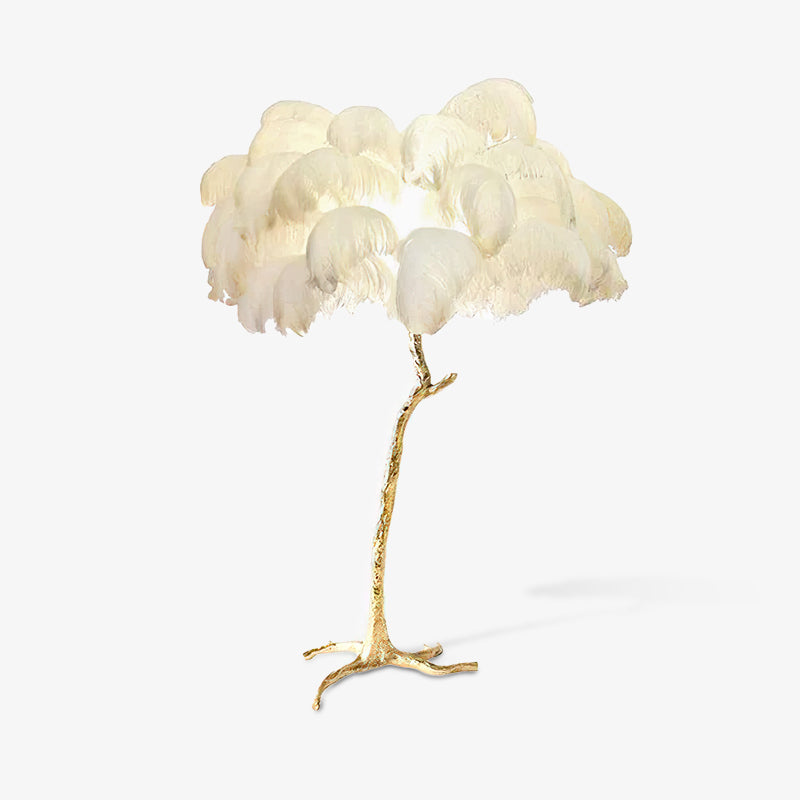 Selis golvlampa i mässing med fjäderdesign