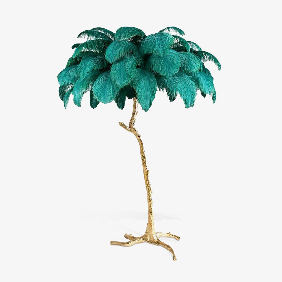 Selis golvlampa i mässing med fjäderdesign