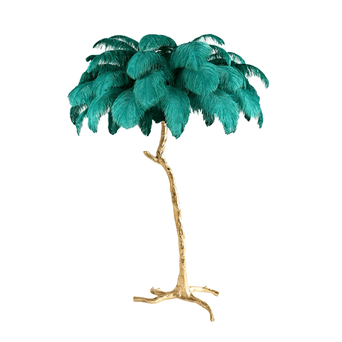 Selis golvlampa i mässing med fjäderdesign