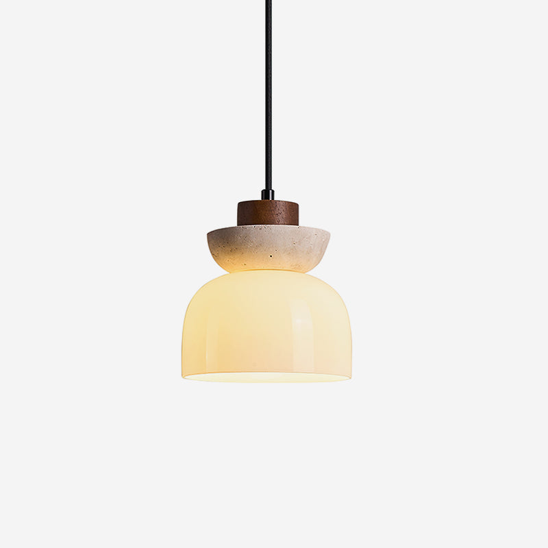 Norenx Travertine Dome Glass Pendant Light