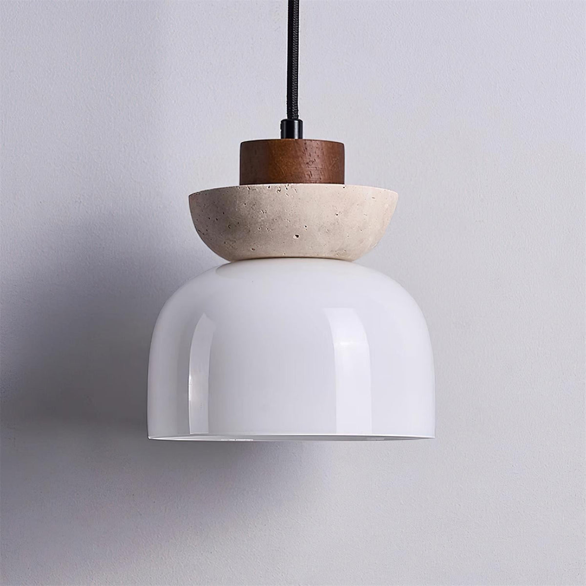Norenx Travertine Dome Glass Pendant Light