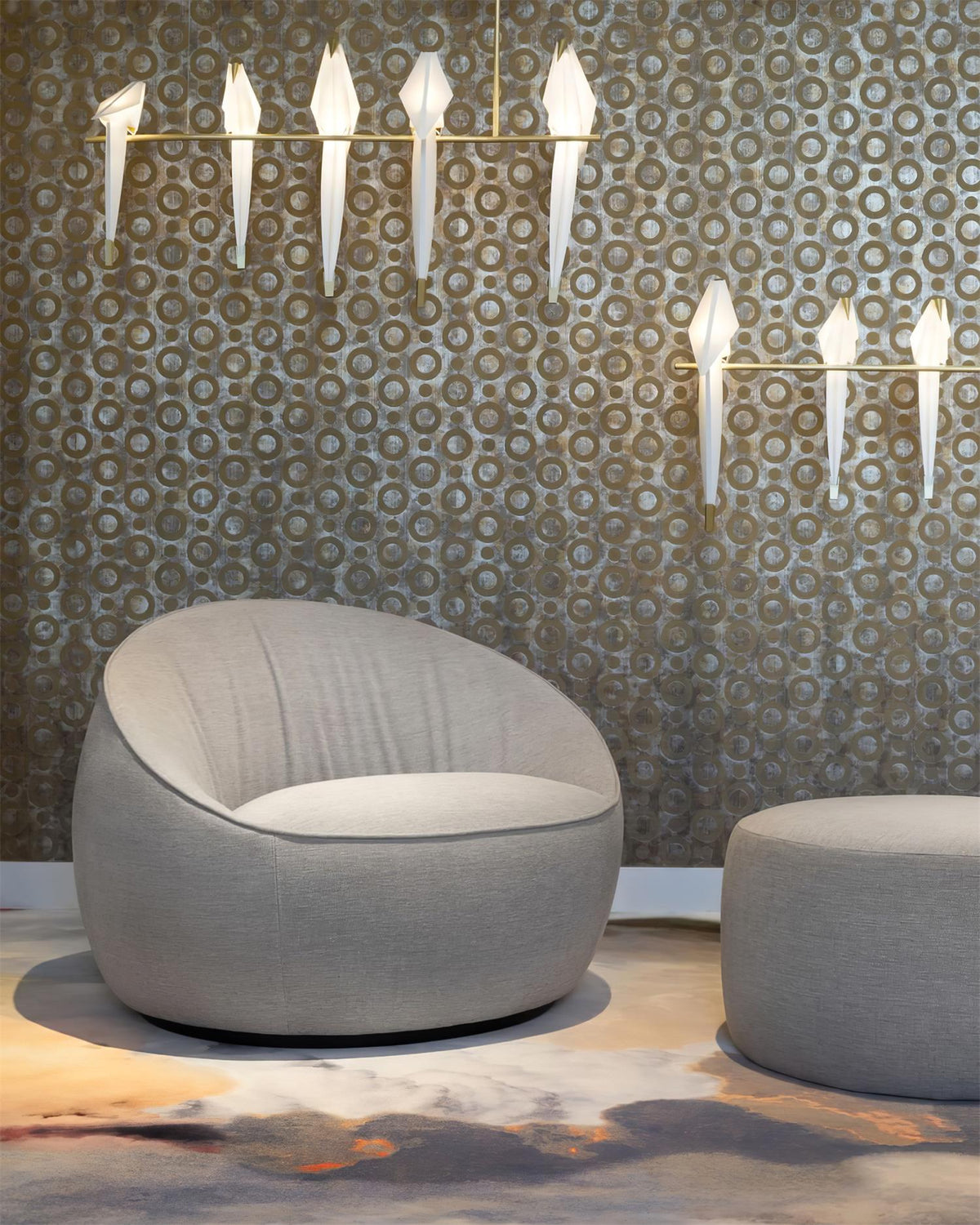 Candeeiro de teto LED escultural com pássaro grou de papel Lunuian