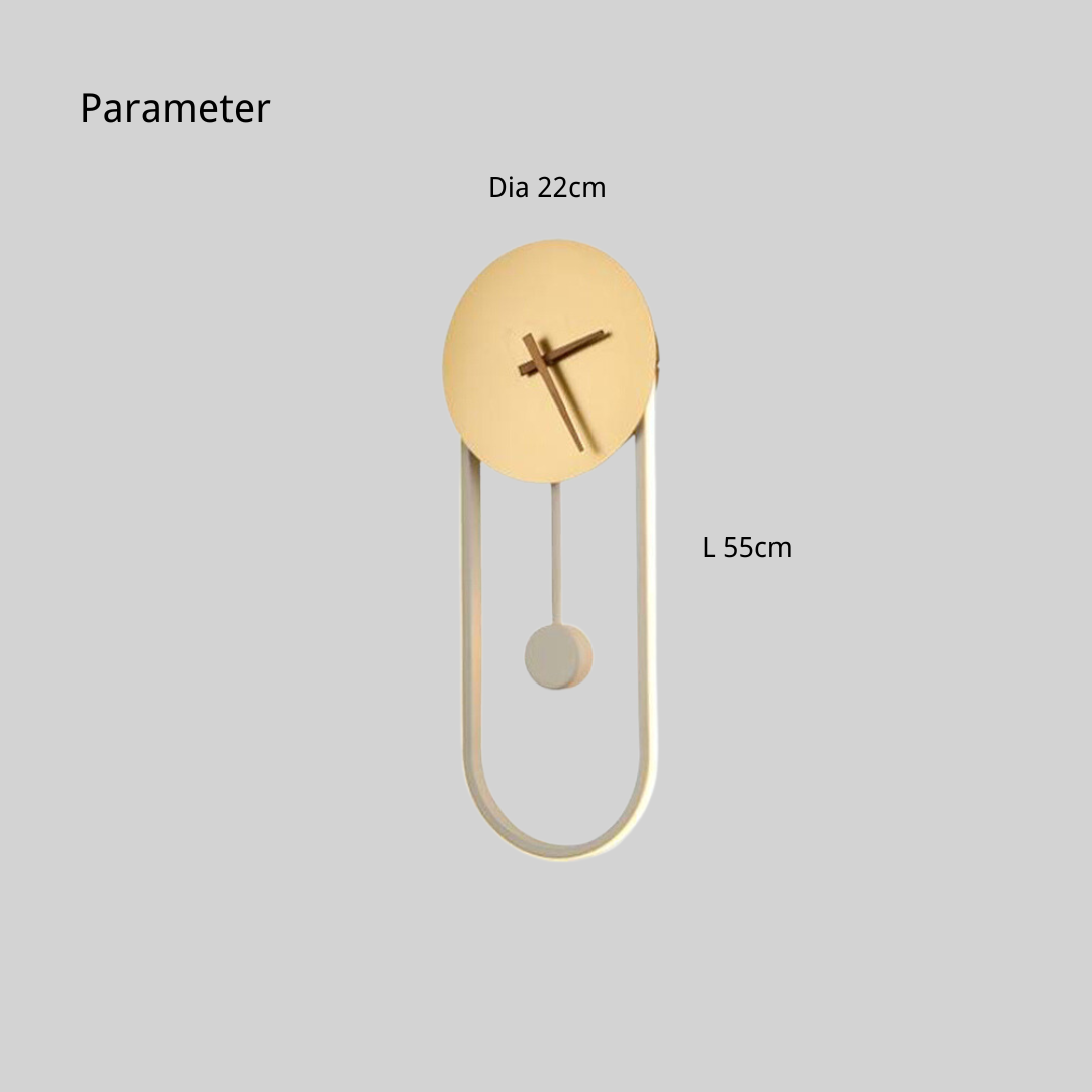 Arisha Nordic Clock Wall Lamp, Gold & Black