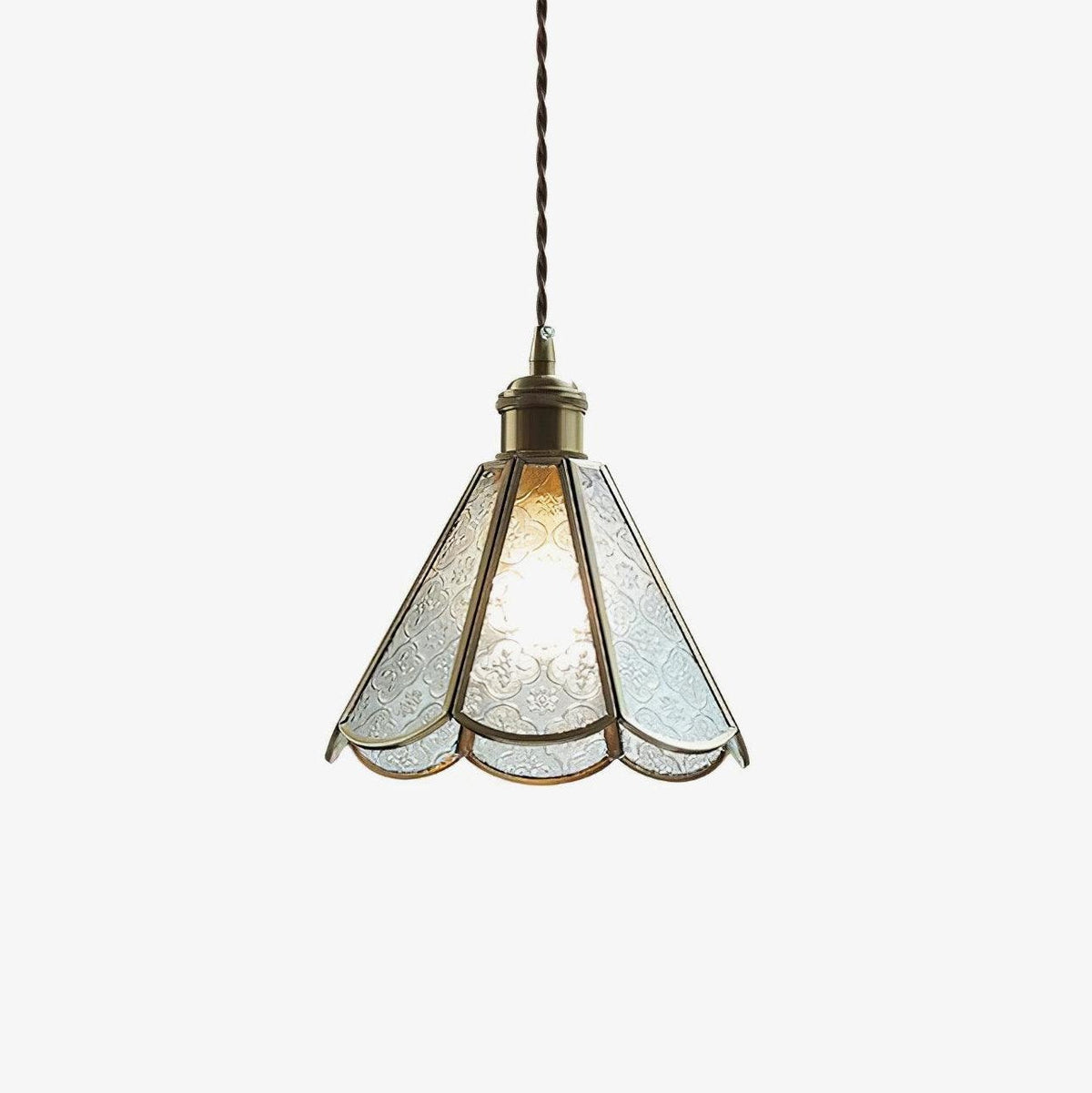 Candeeiro pendente elegante de latão e vidro Arvane